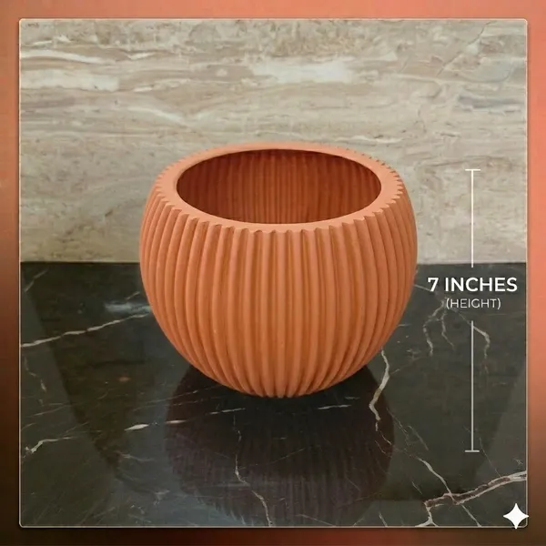 Modern_peach_Textured_Melon_Planter__Durable_Plastic_Pot_for_Balcony_&_Living_Room