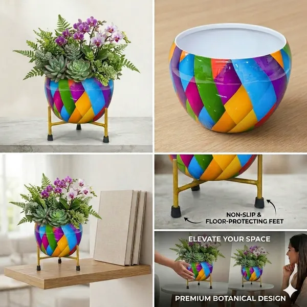 Hand-Painted_Metal_Pot_with_Stand_|_Decorative_Tabletop_Planter_for_Home_&_Office_|6_Inch