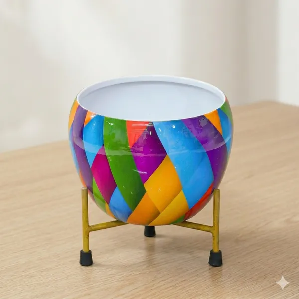 Hand-Painted_Metal_Pot_with_Stand_|_Decorative_Tabletop_Planter_for_Home_&_Office_|6_Inch