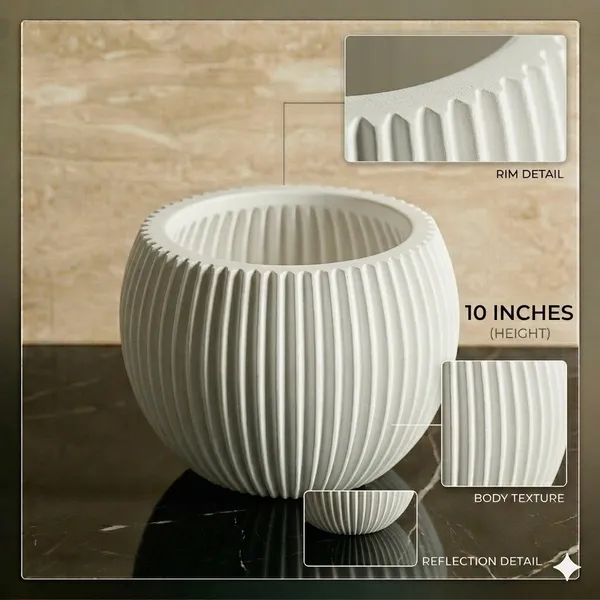 Modern_white_Textured_Melon_Planter__Durable_Plastic_Pot_for_Balcony_&_Living_Room