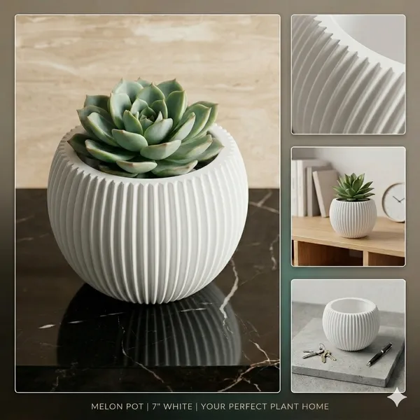 Modern_white_Textured_Melon_Planter__Durable_Plastic_Pot_for_Balcony_&_Living_Room