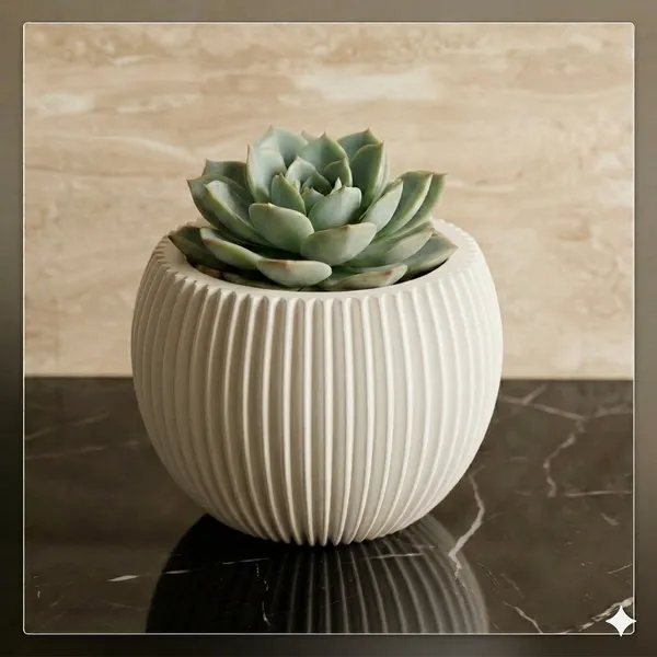 Modern_white_Textured_Melon_Planter__Durable_Plastic_Pot_for_Balcony_&_Living_Room