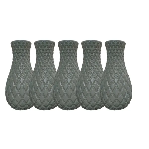 Pack_Of_5_Grey_Plastic_Beauty_Flower_Vase_|_For_Home,_Garden_&_Events_|_8_Inches
