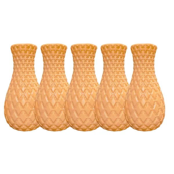 Pack_Of_5_Peach_Plastic_Table_Flower_Vase_|_For_Home,_Garden_&_Events_|_8_Inches