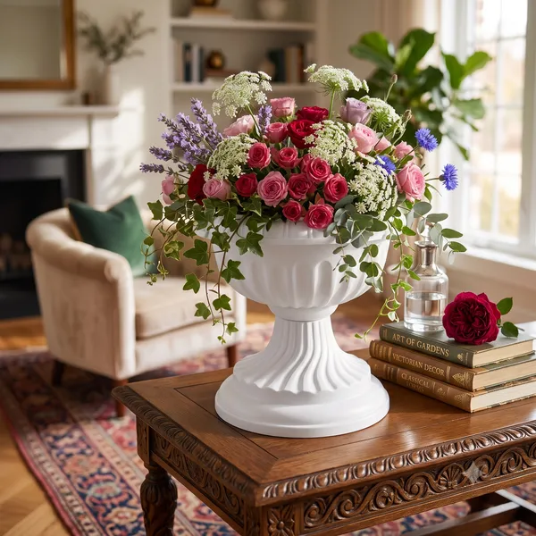 White_Plastic_Victoriya_Flower_Vase_|_For_Home,_Garden_&_Events_|_10_Inches