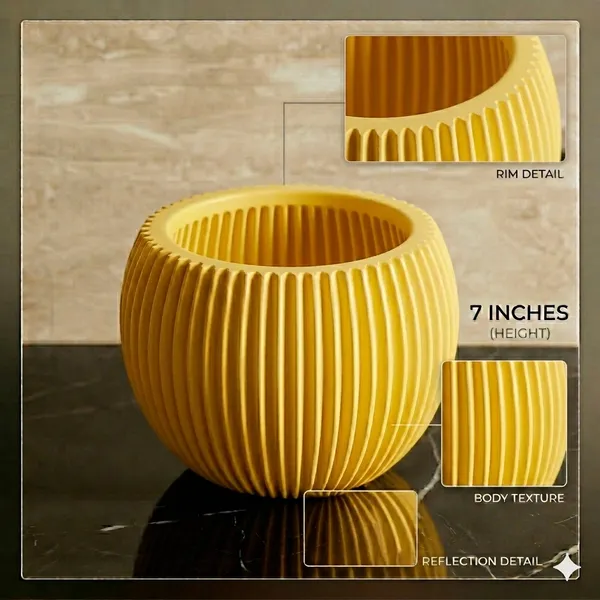 Modern_yellow_Textured_Melon_Planter__Durable_Plastic_Pot_for_Balcony_&_Living_Room