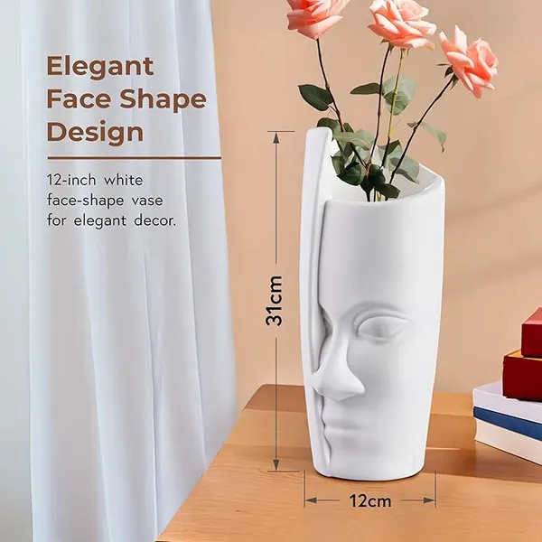 White_Plastic_Orbit_Face_Flower_Vase_|_For_Home,_Garden_&_Events_|_13_Inches