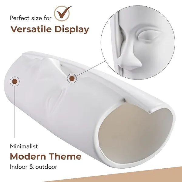 White_Plastic_Orbit_Face_Flower_Vase_|_For_Home,_Garden_&_Events_|_13_Inches