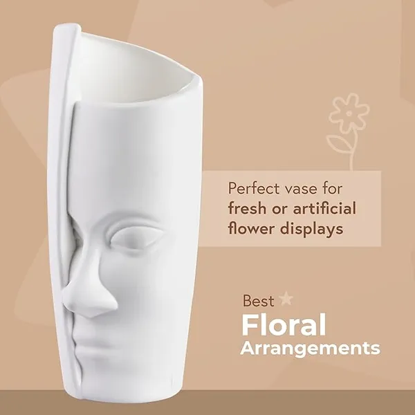 White_Plastic_Orbit_Face_Flower_Vase_|_For_Home,_Garden_&_Events_|_13_Inches