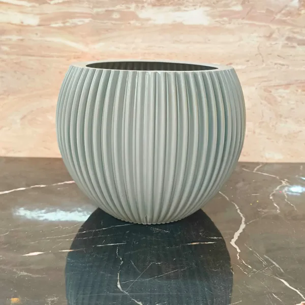 Modern_grey_Textured_Melon_Planter__Durable_Plastic_Pot_for_Balcony_&_Living_Room