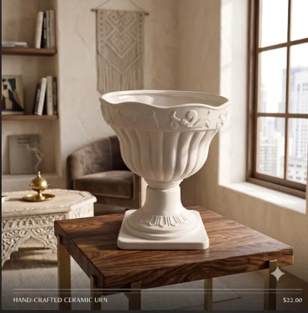 White_Plastic_Oman_Flower_Vase_|_10_Inches