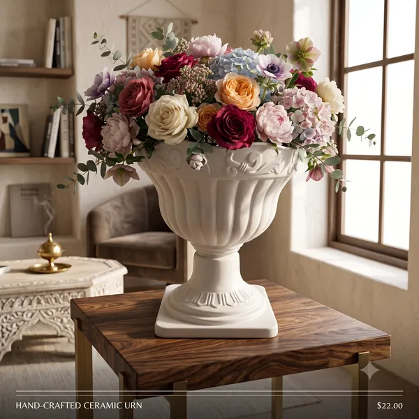 White_Plastic_Oman_Flower_Vase_|_10_Inches