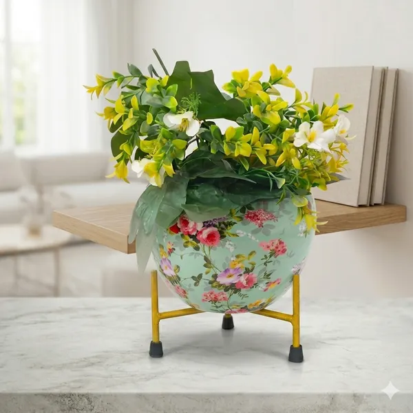 6_Inch_Hand-Painted_Metal_Pot_with_Stand