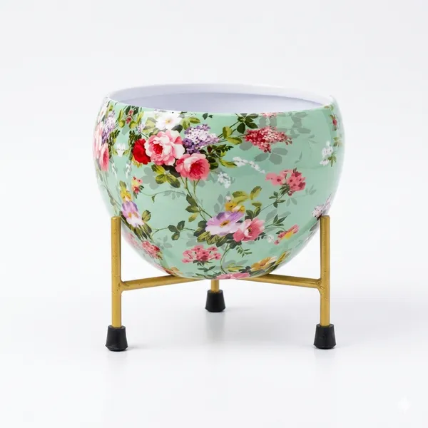 6_Inch_Hand-Painted_Metal_Pot_with_Stand