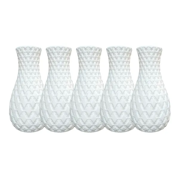 Pack_Of_5_White_Plastic_Beauty_Flower_Vase_|_For_Home,_Garden_&_Events_|_8_Inches