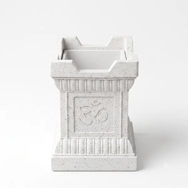 Plastic_Tulsi_Pot_/_Planter_?_15_Inch_(White_Marble_Finish)_|_10-Year_Guarantee