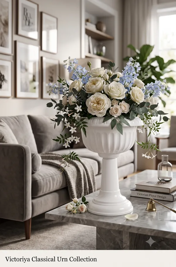 White_Plastic_Floortable_Flower_Vase_size_18_inch_|_For_Home,_Garden_&_Events_18_Inches