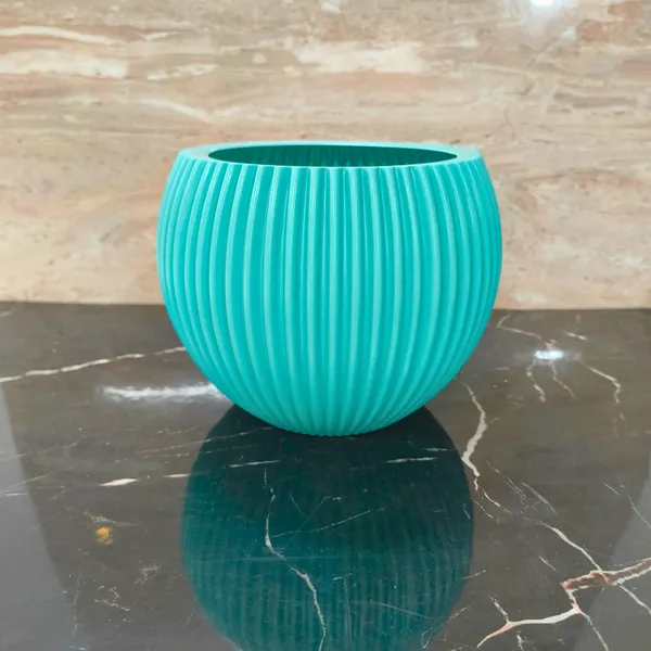 Modern_blue_Textured_Melon_Planter__Durable_Plastic_Pot_for_Balcony_&_Living_Room