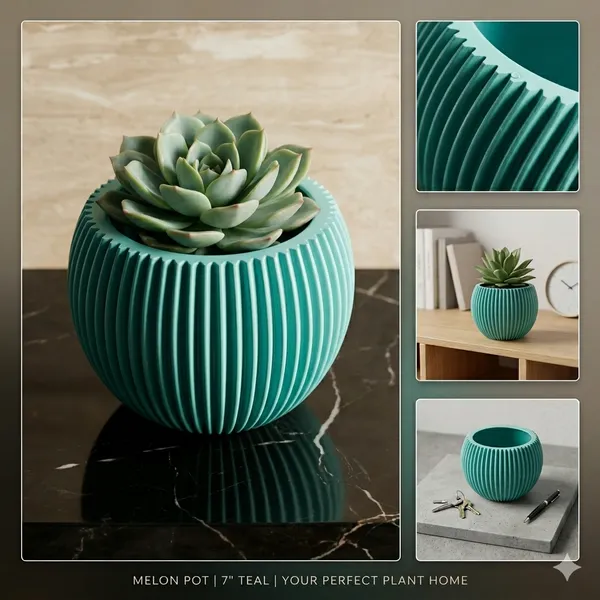 Modern_blue_Textured_Melon_Planter__Durable_Plastic_Pot_for_Balcony_&_Living_Room