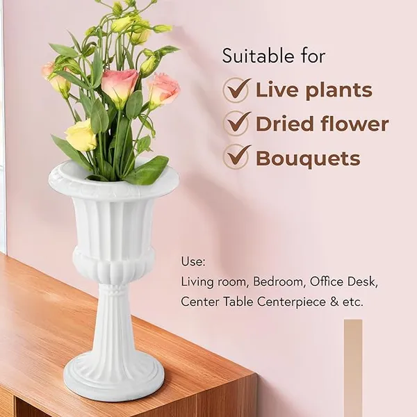 White_Plastic_Floor_Flower_Vase_|_For_Home,_Garden_&_Events