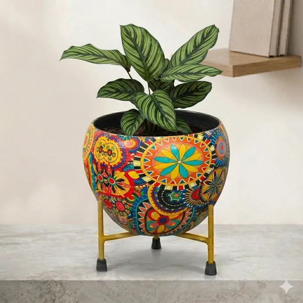 Multicolour_Light_Weight_Floortable_Metalic_Flower_Vase_|_For_Home,_Garden_&_Events_|_6_Inches