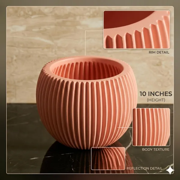 Modern_peach_Textured_Melon_Planter__Durable_Plastic_Pot_for_Balcony_&_Living_Room