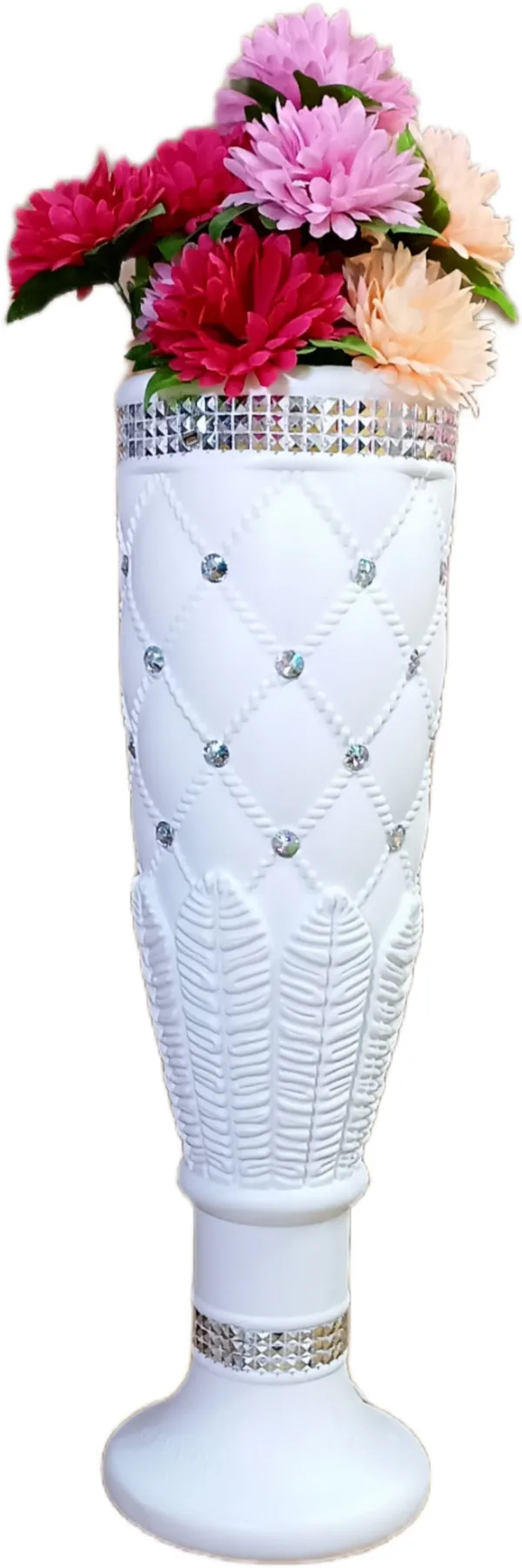 White_Plastic_Floortable_Flower_Vase_|_For_Home,_Garden_&_Events_|_25_Inches