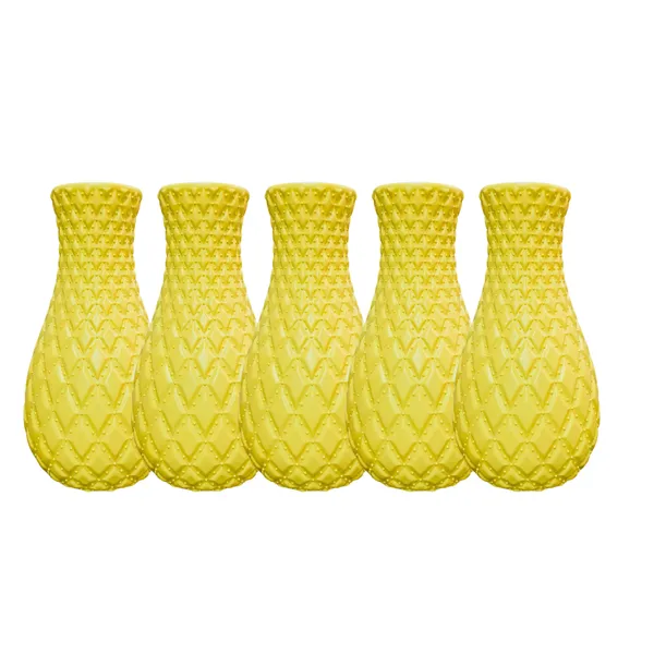 Pack_Of_5_Yellow_Plastic_Table_Flower_Vase_|_For_Home,_Garden_&_Events_|_8_Inches