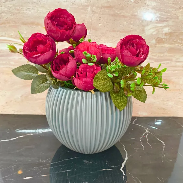 Modern_grey_Textured_Melon_Planter__Durable_Plastic_Pot_for_Balcony_&_Living_Room