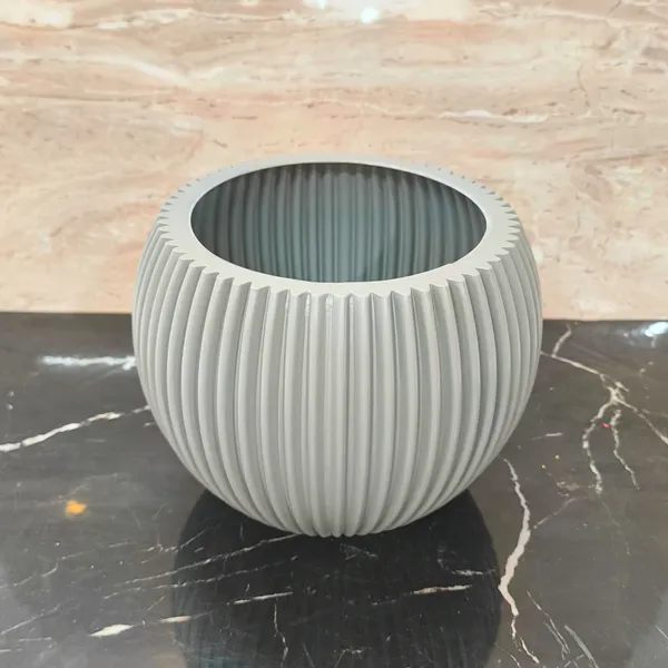 Modern_grey_Textured_Melon_Planter__Durable_Plastic_Pot_for_Balcony_&_Living_Room