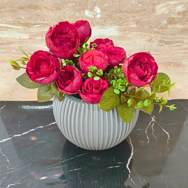 Modern_grey_Textured_Melon_Planter__Durable_Plastic_Pot_for_Balcony_&_Living_Room