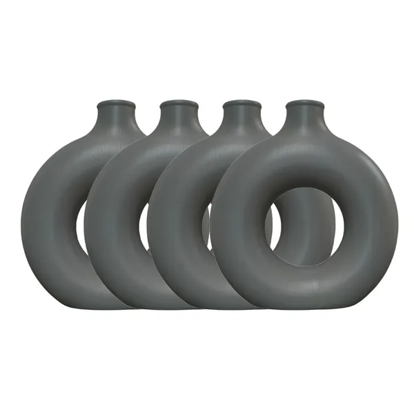 Pack_Of_4_Grey_Plastic_Circle_Flower_Vase_|_8_Inches