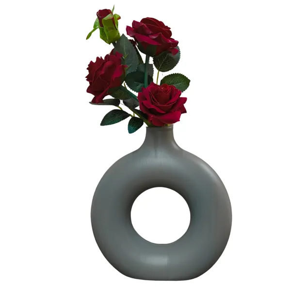 Pack_Of_4_Grey_Plastic_Circle_Flower_Vase_|_8_Inches