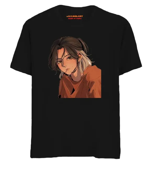 Black_Pure_Cotton_Anime_Personajesh_Printed_T-Shirt_For_Men_&_Women