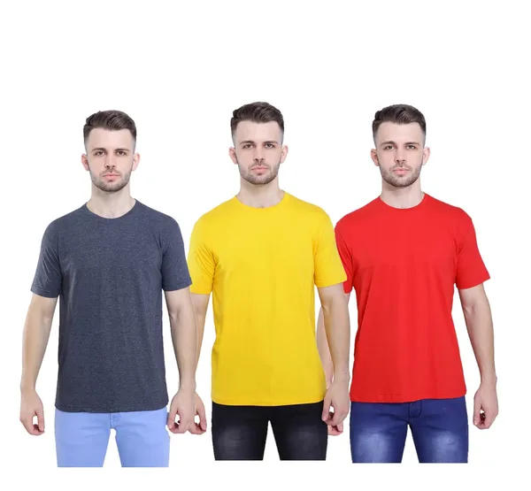 Anthracite,_Mustard,_Red_Ultra_Soft_Pure_Cotton_Plain_T-Shirt_For_Men_&_Women_(Pack_Of_3)