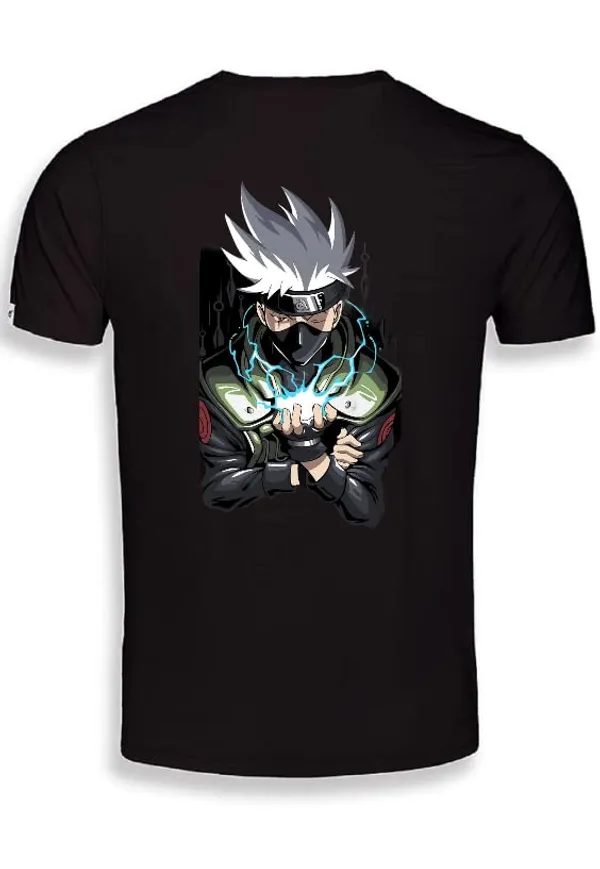 Black_Regular_Fit_Pure_Cotton_Style_Savvy_Back_Side_Anime_Kakashi_Printed_T-Shirt_For_Unisex