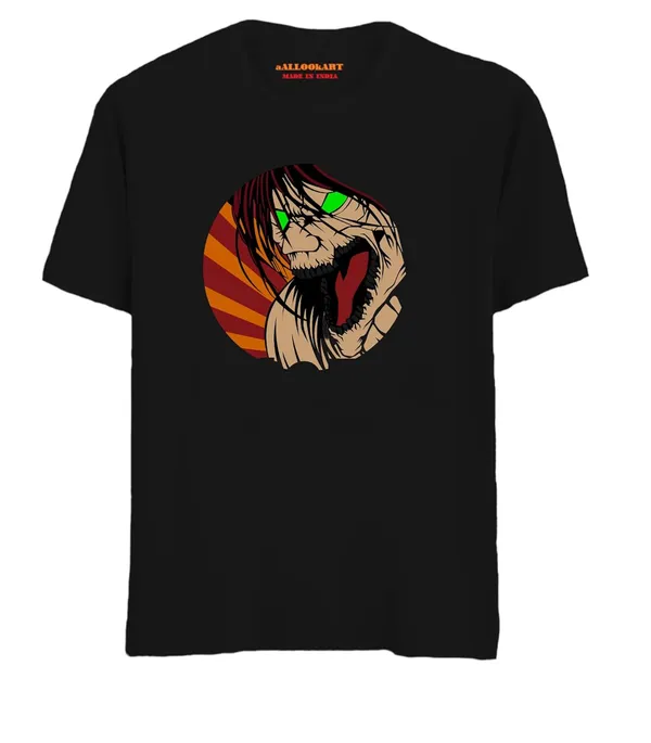 Black_Pure_Cotton_Anime_Eren_Printed_T-Shirt_For_Men_&_Women