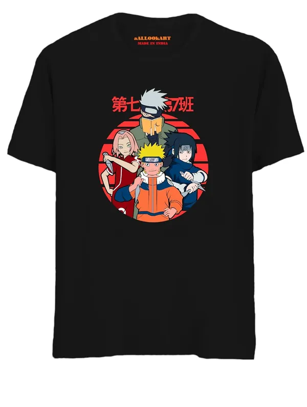 Black_Pure_Cotton_Anime_Narto_Team_7_Printed_T-Shirt_For_Men_&_Women