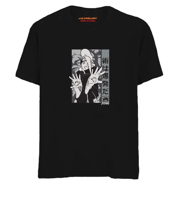 Black_Pure_Cotton_Anime_Deidara_Printed_T-Shirt_For_Men_&_Women