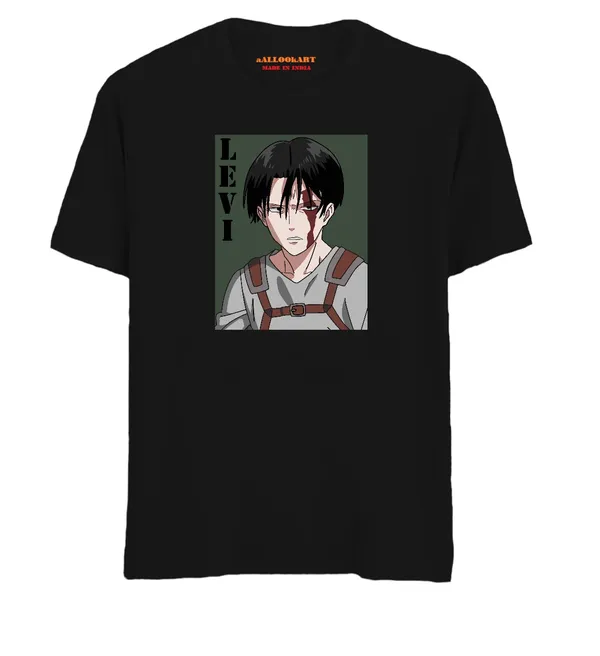 Black_Pure_Cotton_Anime_Levi_Printed_T-Shirt_For_Men_&_Women
