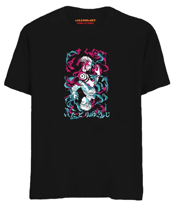 Black_Pure_Cotton_Anime_Sukuna_Printed_T-Shirt_For_Men_&_Women