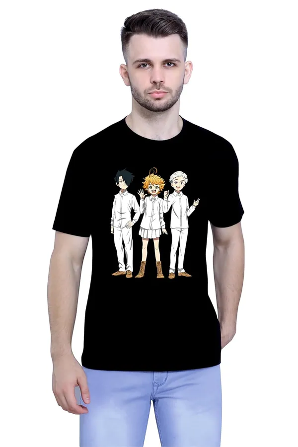Black_Pure_Cotton_Regular_Fit_Anime_Promised_Neverland_Printed_T-Shirt_For_Men_&_Women