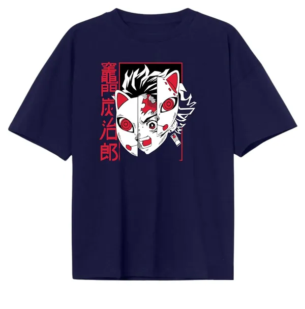 Navy_Blue_Pure_Cotton_Regular_Fit_Anime_Demn_Slayer_Printed_T-Shirt_For_Men_&_Women