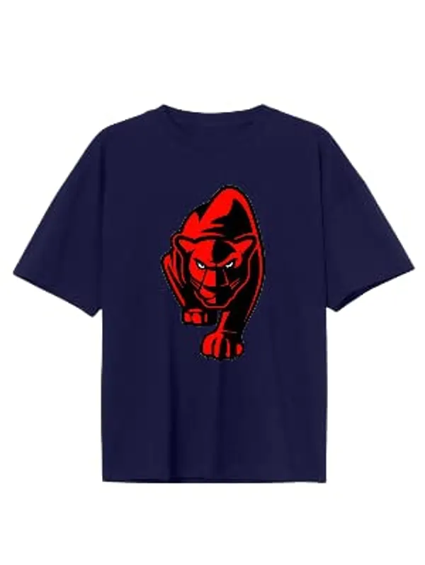Navy_Blue_Pure_Cotton_Anime_Panthar_Printed_T-Shirt_For_Men_&_Women