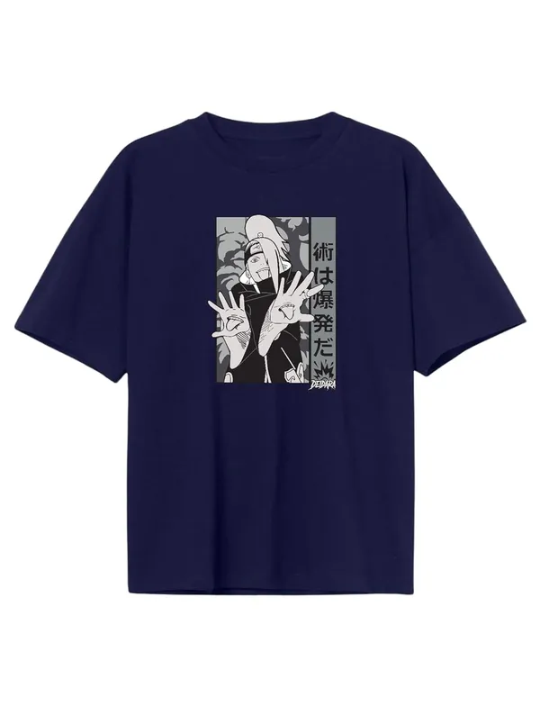 Navy_Blue_Pure_Cotton_Anime_Deidara_Printed_T-Shirt_For_Men_&_Women