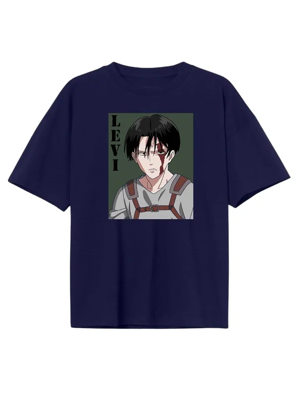 Navy_Blue_Pure_Cotton_Anime_Levi_Printed_T-Shirt_For_Men_&_Women