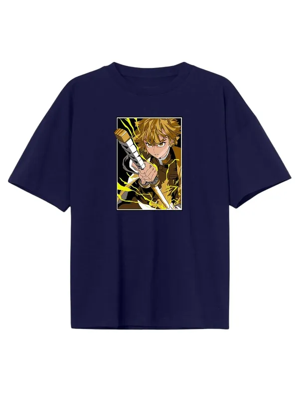 Navy_Blue_Pure_Cotton_Regular_Fit_Anime_Zenitsu_Printed_T-Shirt_For_Men_&_Women