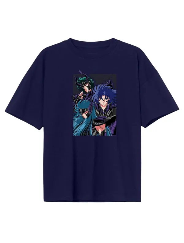 Navy_Blue_Pure_Cotton_Anime_Sant_Saiya_Printed_T-Shirt_For_Men_&_Women