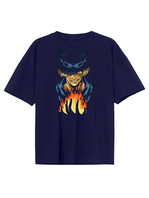 Navy_Blue_Pure_Cotton_Regular_Fit_Anime_Sabo_Printed_T-Shirt_For_Men_&_Women