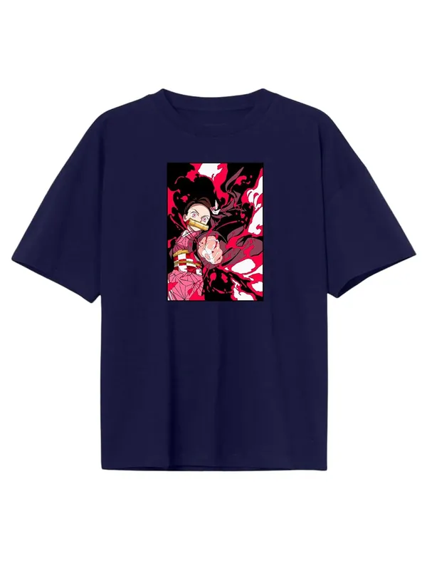 Navy_Blue_Pure_Cotton_Regular_Fit_Anime_Sriya_Printed_T-Shirt_For_Men_&_Women